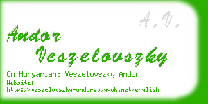 andor veszelovszky business card
